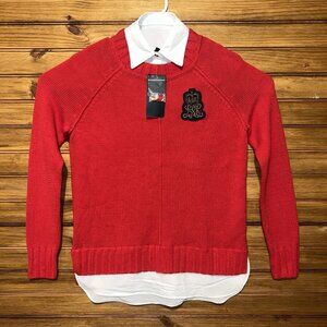 Ralph Lauren Red Crewneck Sweater with Polo Crest